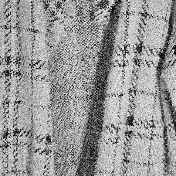 Lily Morgan Dark Grey Plaid Open Front Long Sweater Cardigan Size 2X - Picture 7 of 9